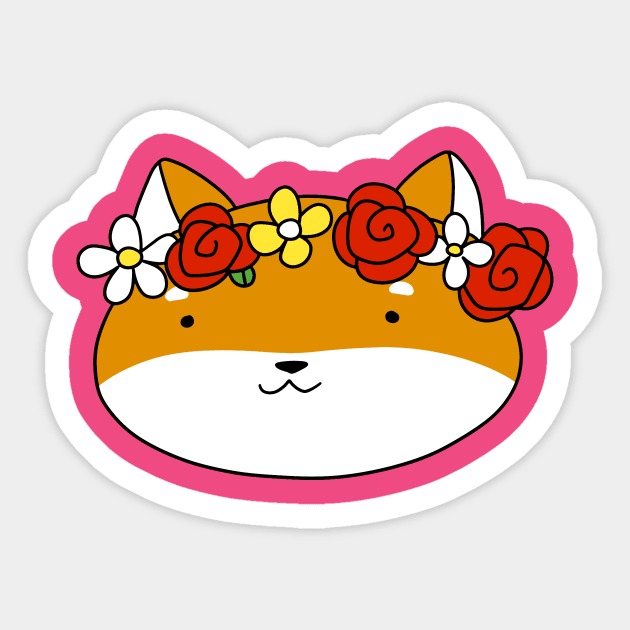 Flower Crown Shiba Face Sticker by saradaboru